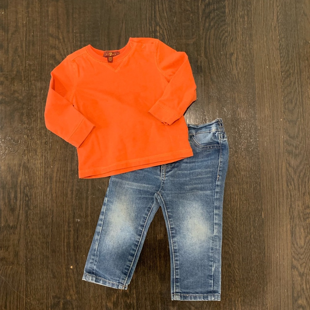 7 For All Mankind Boys Jean/Shirt Set
